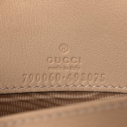 GG Supreme Monogram Textured Dollar Calfskin Mini GG Marmont Chain Wallet Souffle Rose