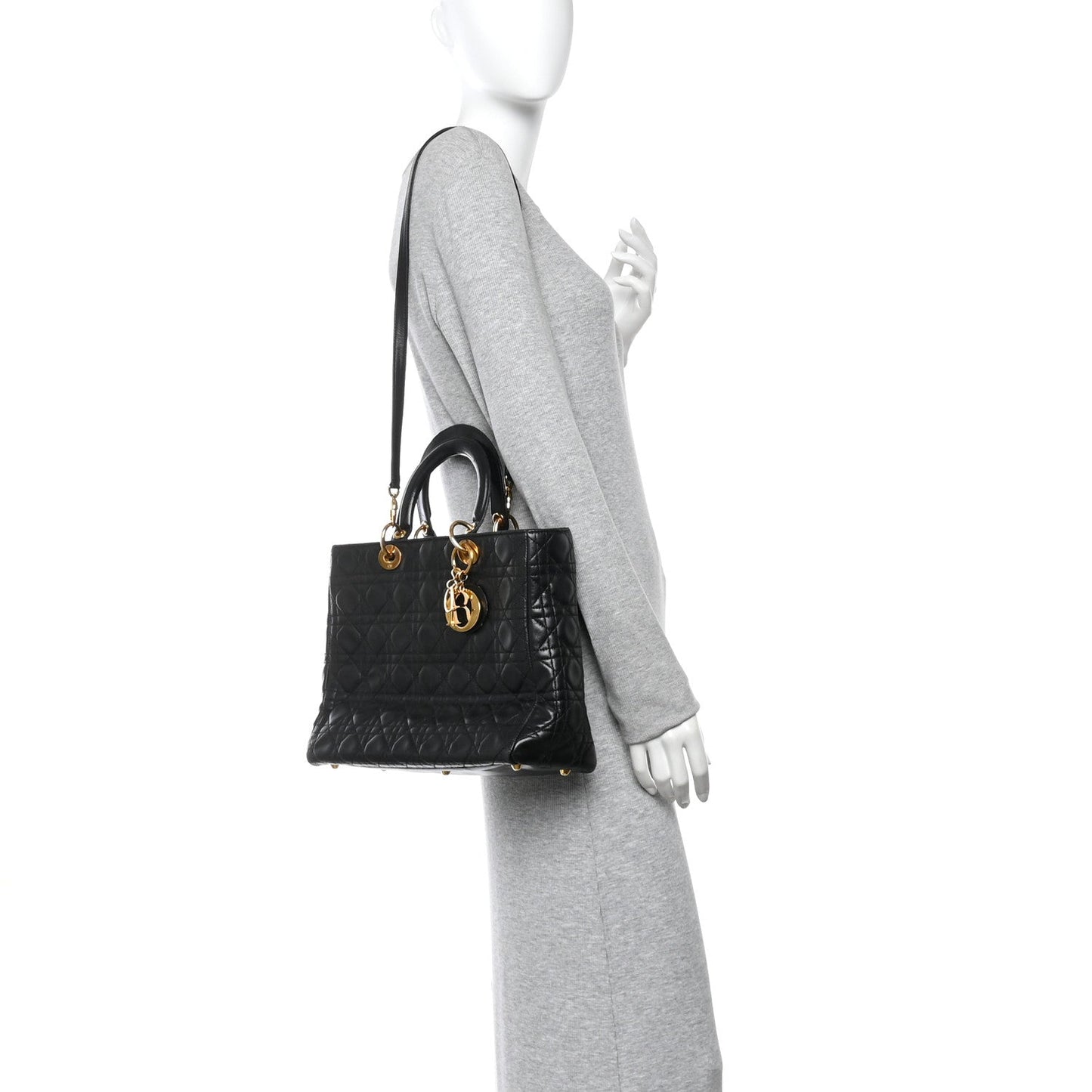 Lambskin Cannage Large Lady Dior Black
