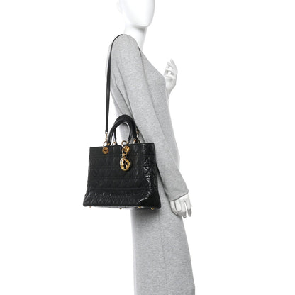 Lambskin Cannage Large Lady Dior Black
