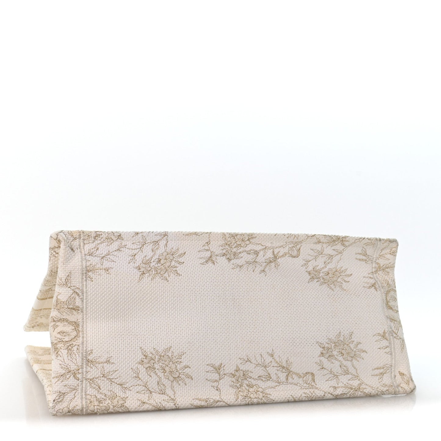 Canvas Embroidered Medium Jardin D'Hiver Book Tote White Gold