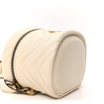 Calfskin Matelasse Mini GG Marmont Round Backpack White