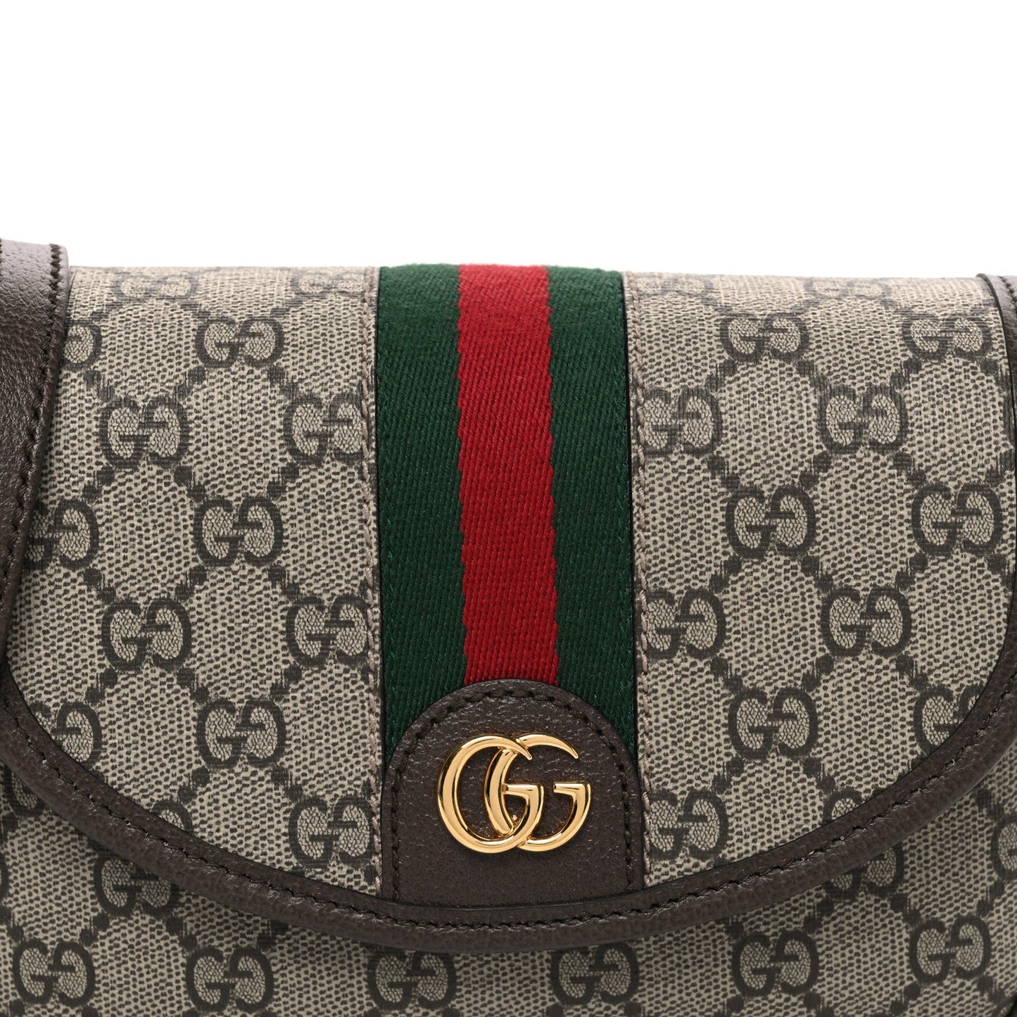 GG Supreme Monogram Textured Dollar Calfskin Mini Ophidia Flap Shoulder Bag Beige Ebony New Acero