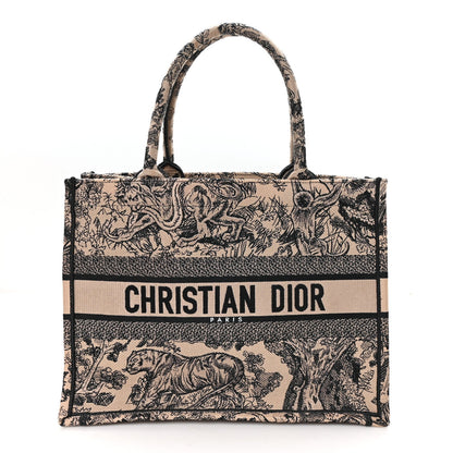 Canvas Embroidered Medium Dioriviera Toile De Jouy Book Tote Black