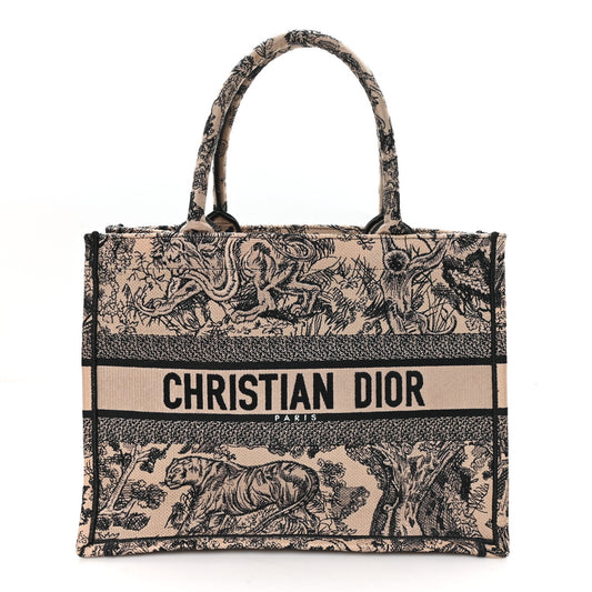 Canvas Embroidered Medium Dioriviera Toile De Jouy Book Tote Black