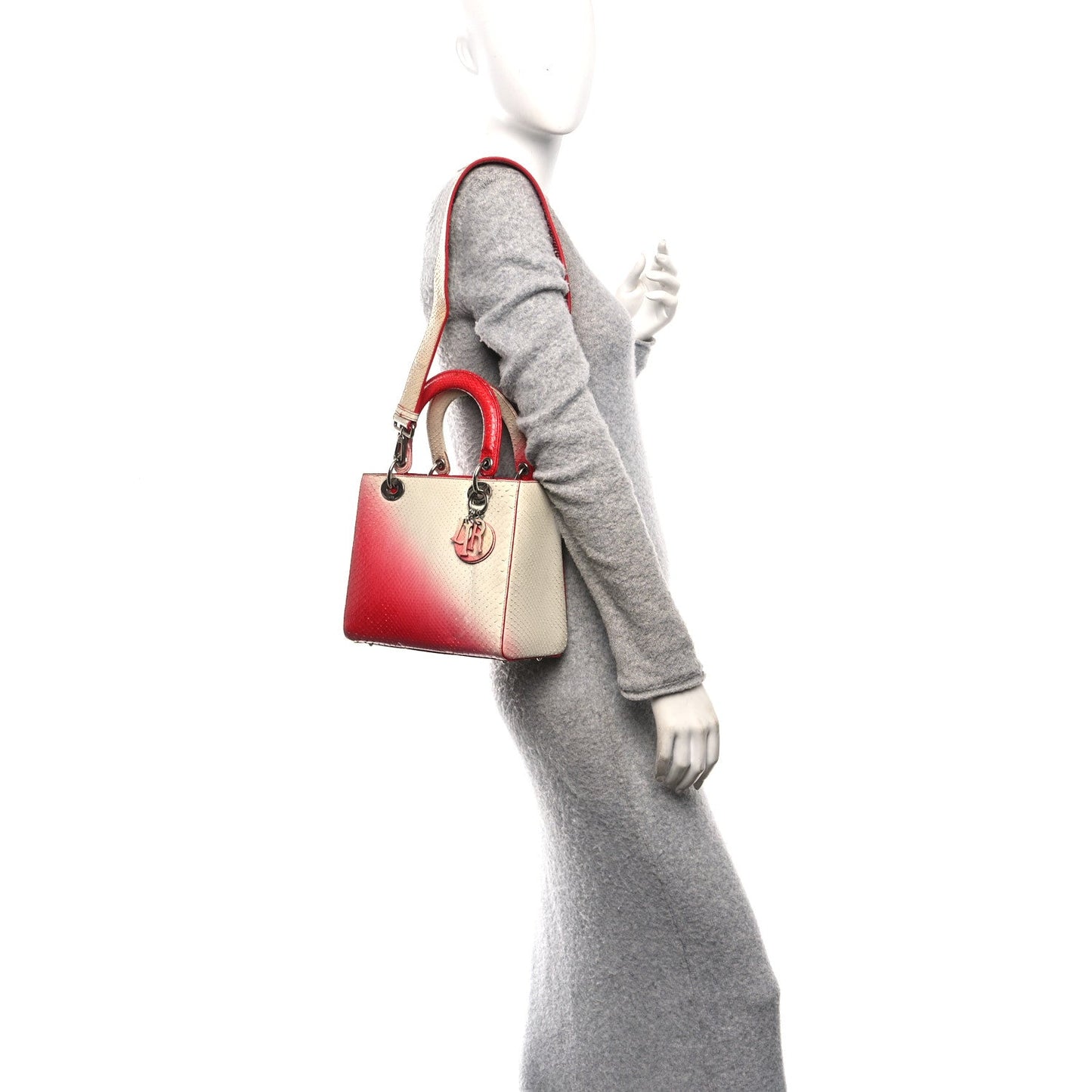 Snakeskin Ombre Medium Lady Dior Red White