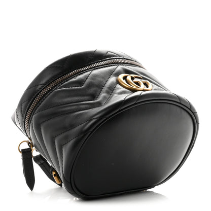 Calfskin Matelasse Mini GG Marmont Round Backpack Black