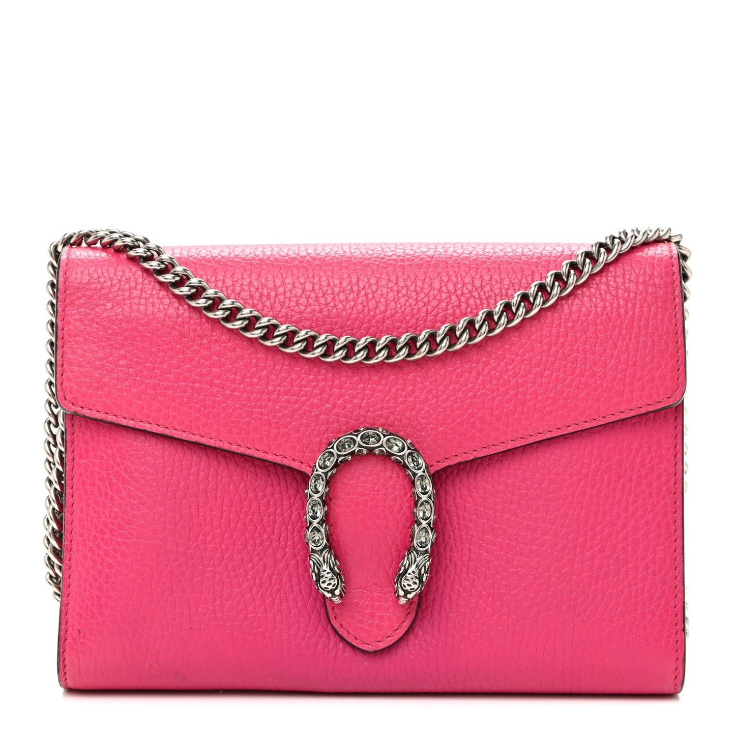Dollar Calfskin Crystal Mini Dionysus Chain Wallet Box Pink