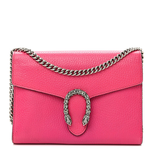 Dollar Calfskin Crystal Mini Dionysus Chain Wallet Box Pink