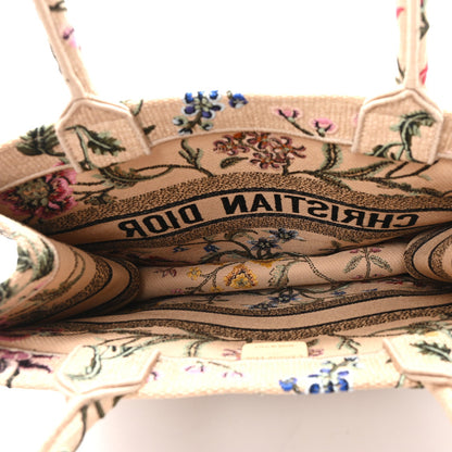 Raffia Embroidered Petites Fleurs Medium Book Tote Natural