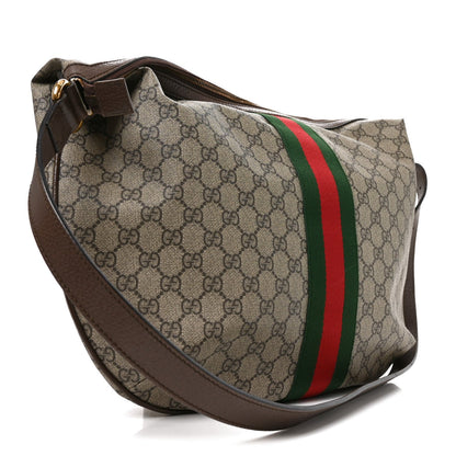 GG Supreme Monogram Web Ophidia Half Moon Hobo Brown