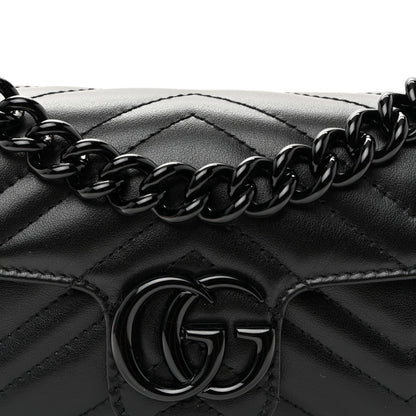 Calfskin Matelasse Monochrome GG Marmont Chain Belt Bag Black