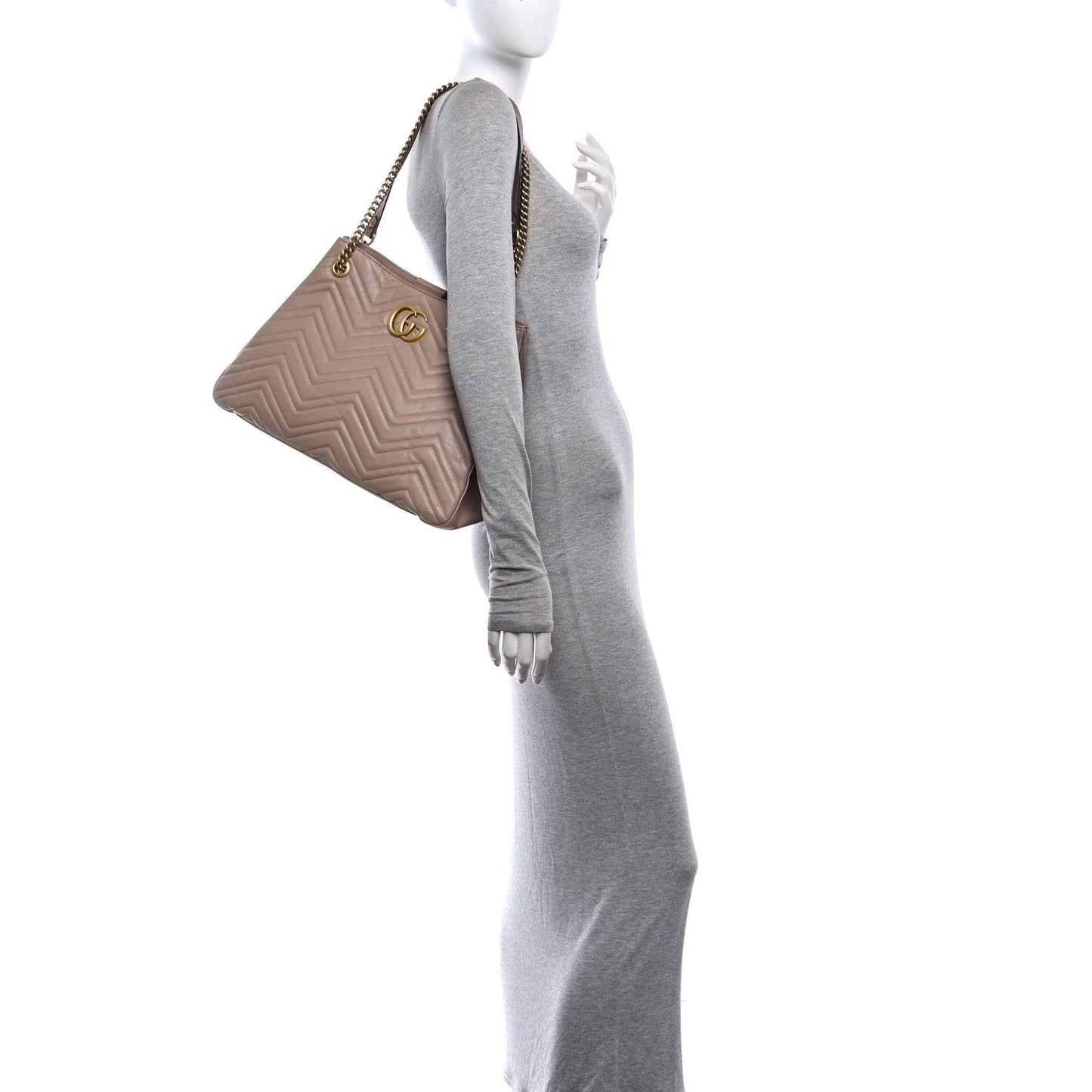 Calfskin Matelasse Medium GG Marmont Shoulder Tote Bag  Porcelain Rose