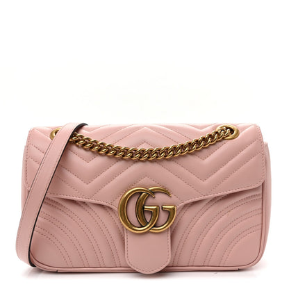 Calfskin Matelasse Small GG Marmont Shoulder Bag  Perfect Pink