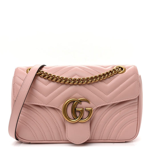 Calfskin Matelasse Small GG Marmont Shoulder Bag  Perfect Pink