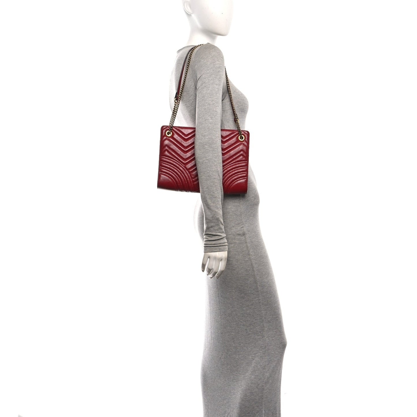 Azalea Calfskin Matelasse Heart Medium GG Marmont Slim Shoulder Bag Romantic Cerise