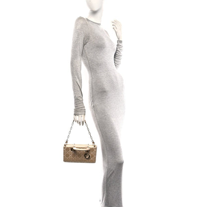Lambskin Cannage Beaded Embroidered Micro Lady D-Joy Beige