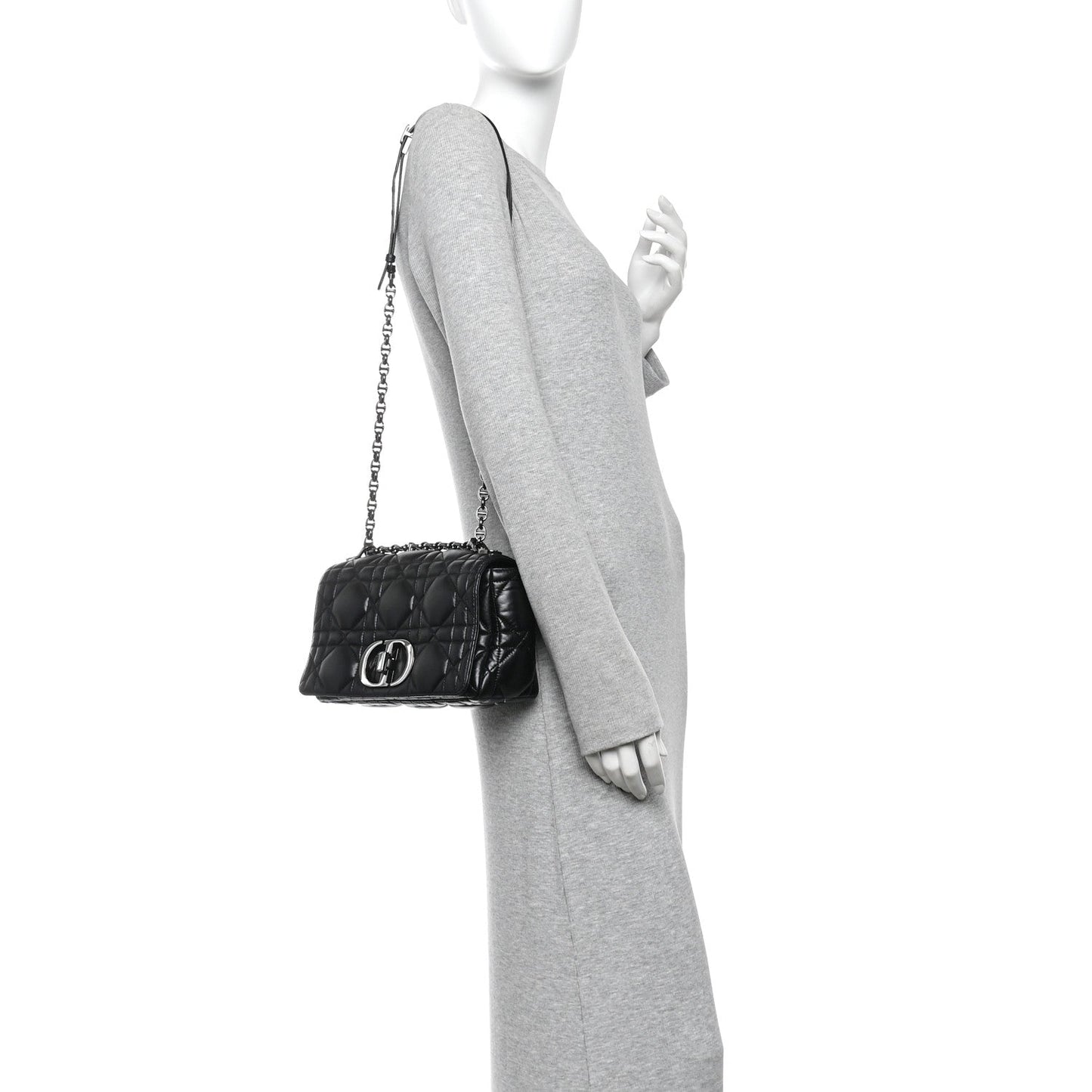 Calfskin Macrocannage Large Caro Bag Black