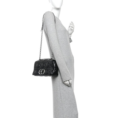 Calfskin Macrocannage Large Caro Bag Black