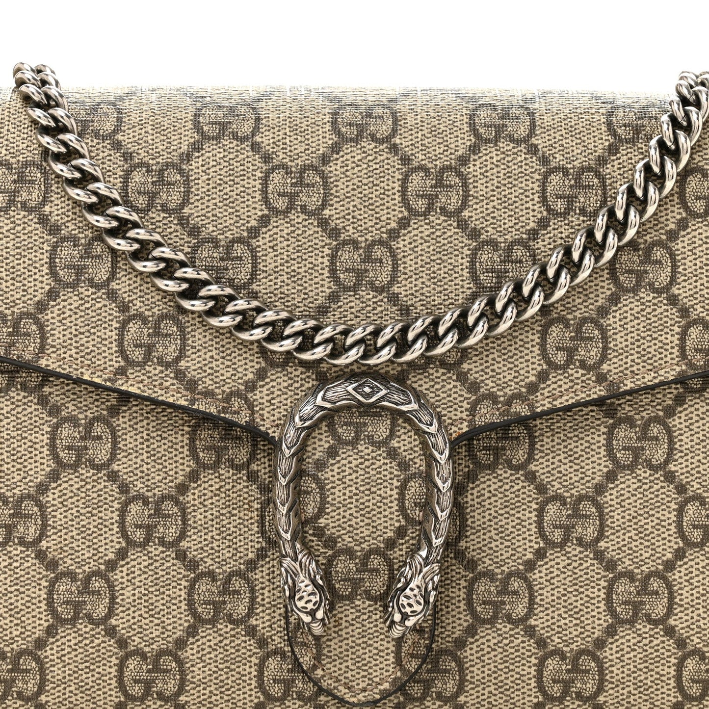 GG Supreme Monogram Mini Dionysus Chain Wallet Beige Vulcanic Red
