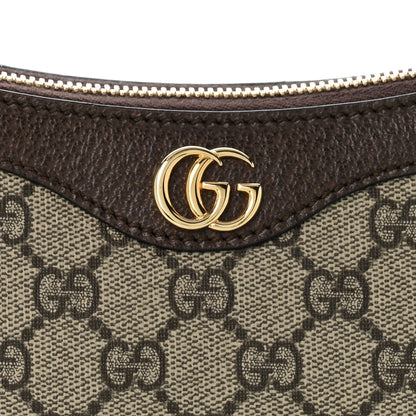GG Supreme Monogram Textured Dollar Calfskin Small Ophidia Hobo Beige Ebony New Acero