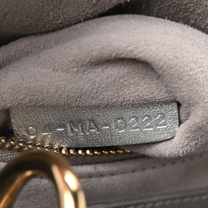 Metallic Calfskin Satin Celestial Bead Embroidery Cannage Mini Lady Dior Silver