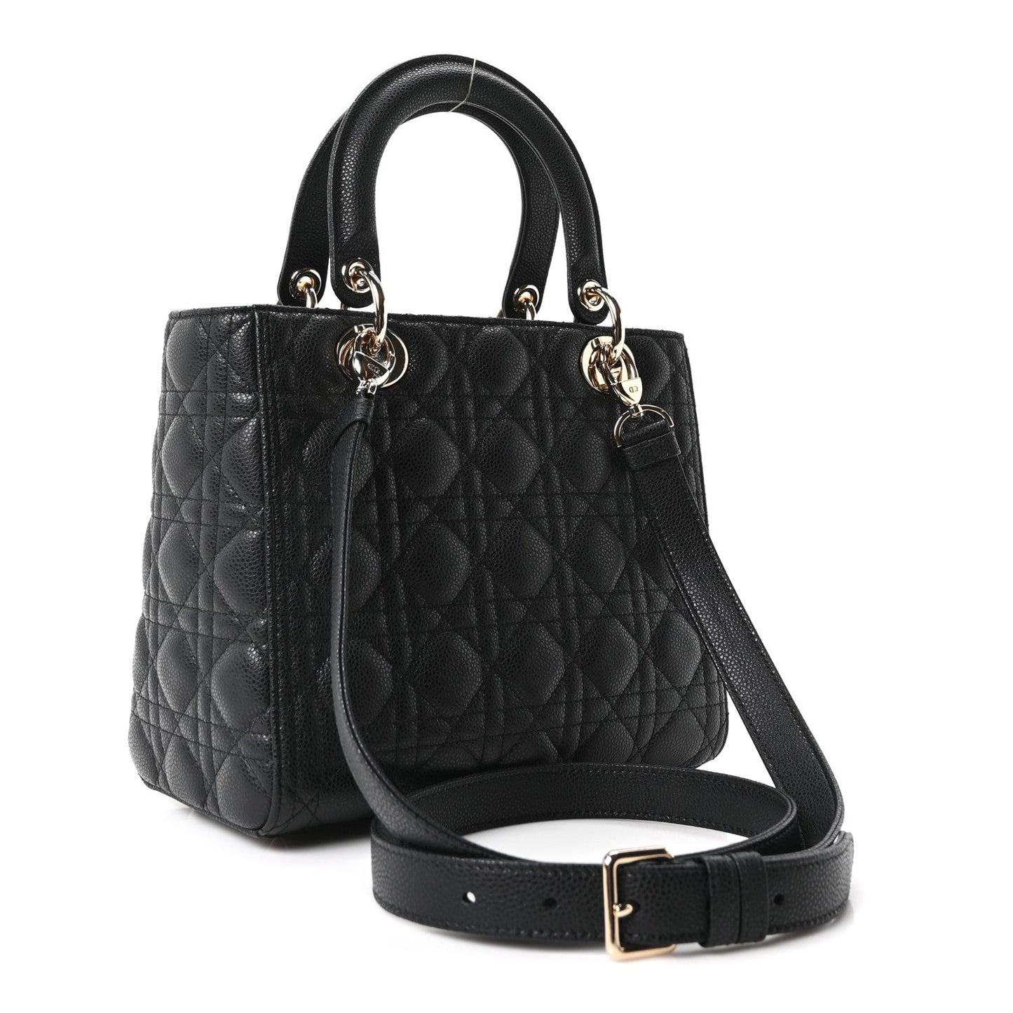 Grained Calfskin Cannage Medium Lady Dior Black