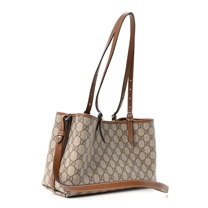 GG Supreme Monogram Emblem Medium Tote Bag Beige Dark Brown