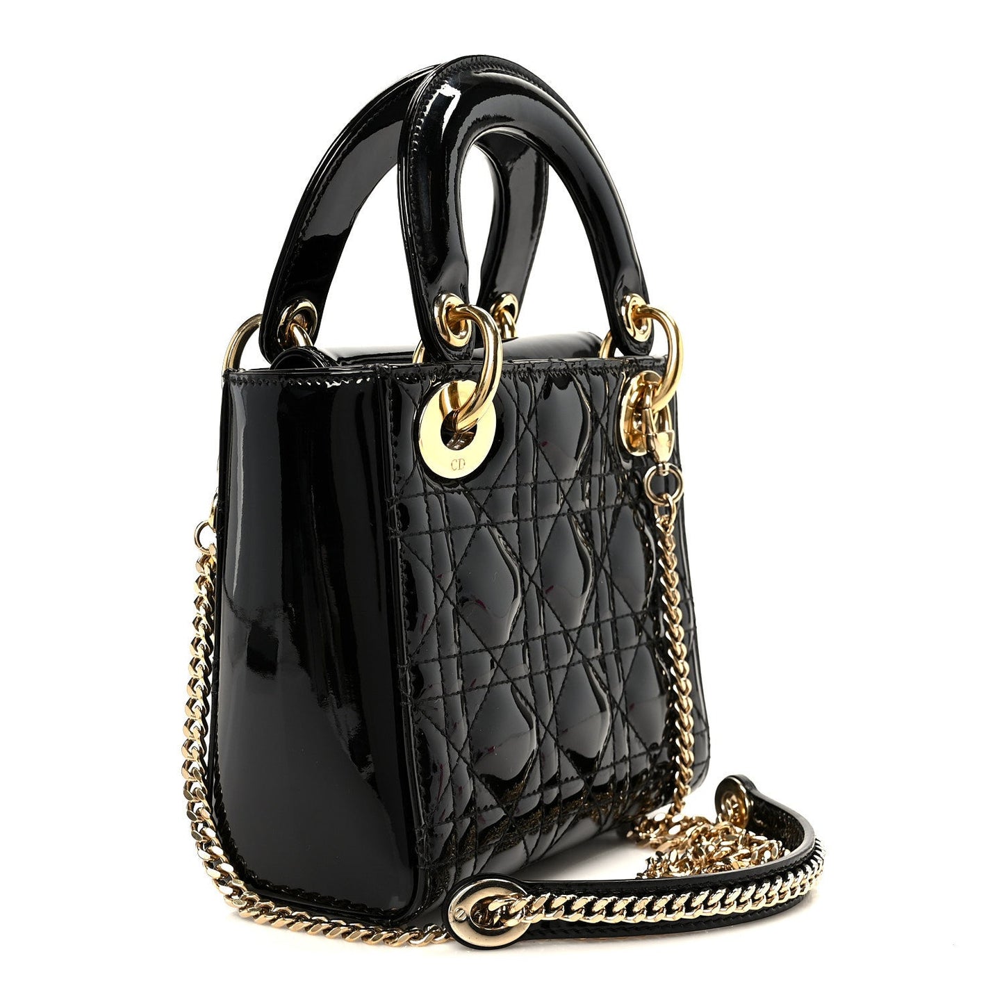 Patent Cannage Mini Lady Dior Black