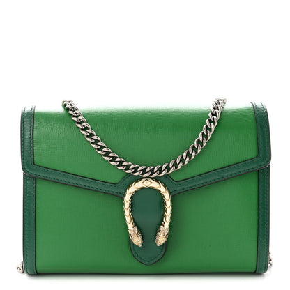 Azalea Calfskin Enamel Mini Dionysus Chain Wallet New Shamarock Emerald