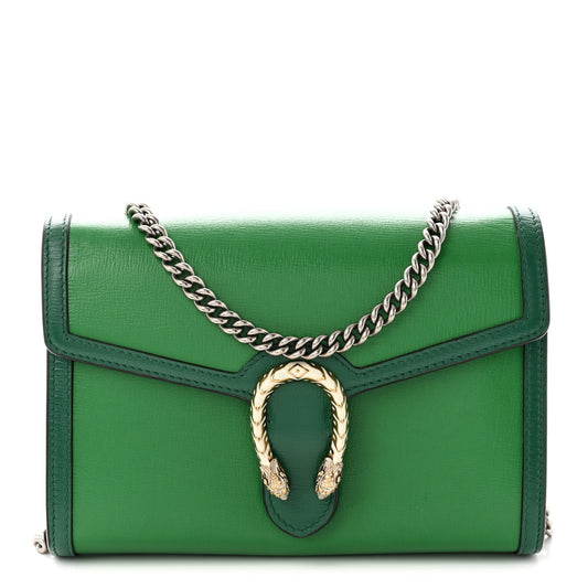 Azalea Calfskin Enamel Mini Dionysus Chain Wallet New Shamarock Emerald