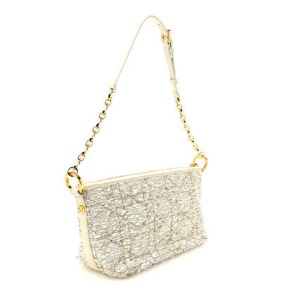 Tweed Cannage DiorStar Hobo Bag White Gold