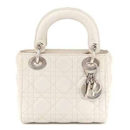Lambskin Cannage Mini Lady Dior White
