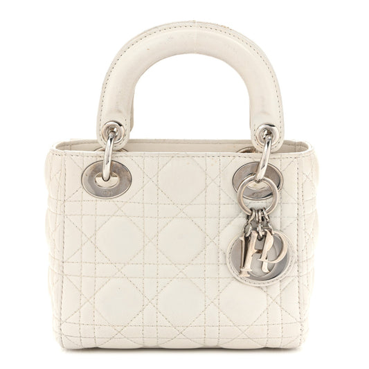 Lambskin Cannage Mini Lady Dior White