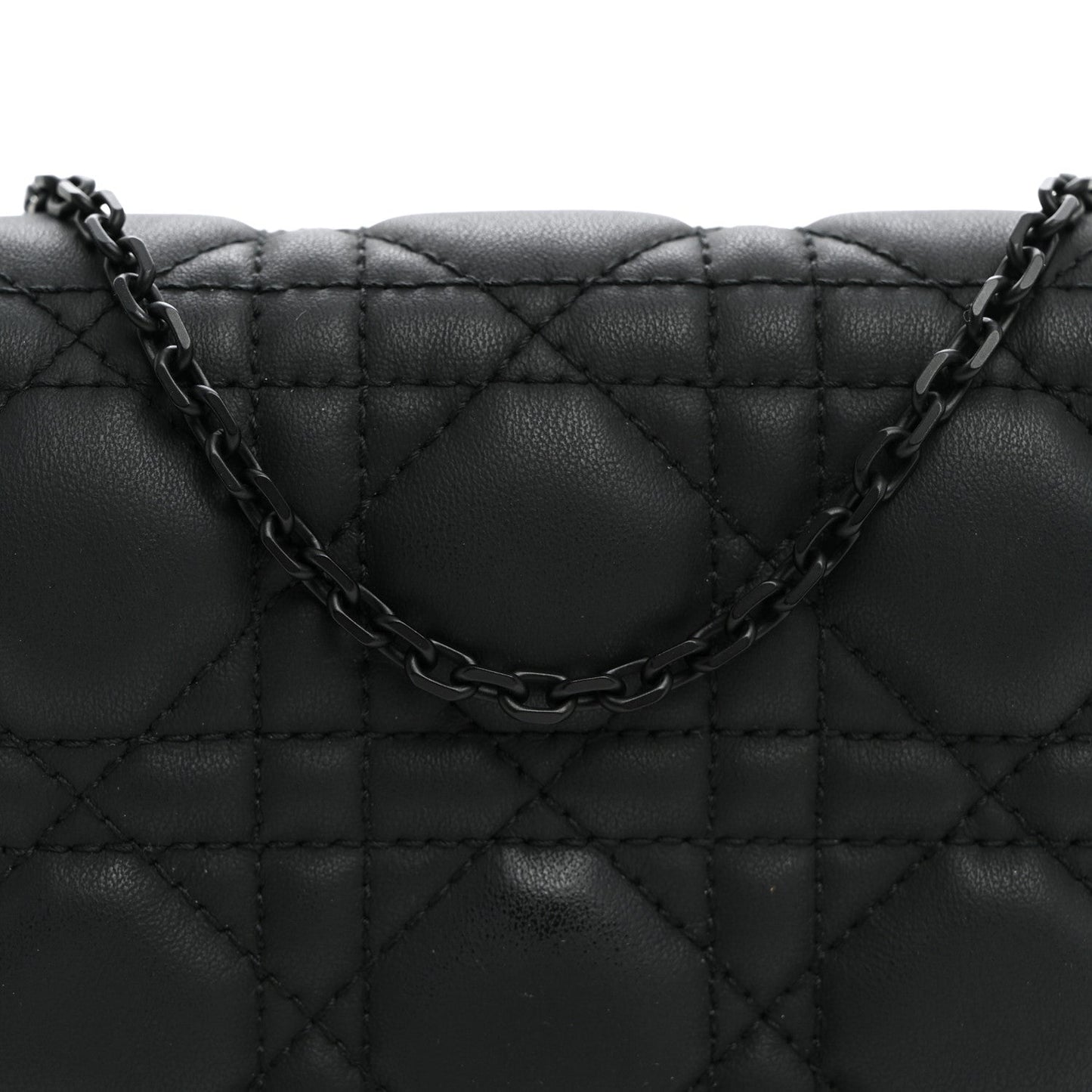Ultra Matte Calfskin Cannage Nano Lady Dior Pouch Black