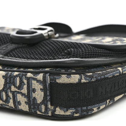 Oblique Jacquard Dior 8 Pouch With Strap Blue Black