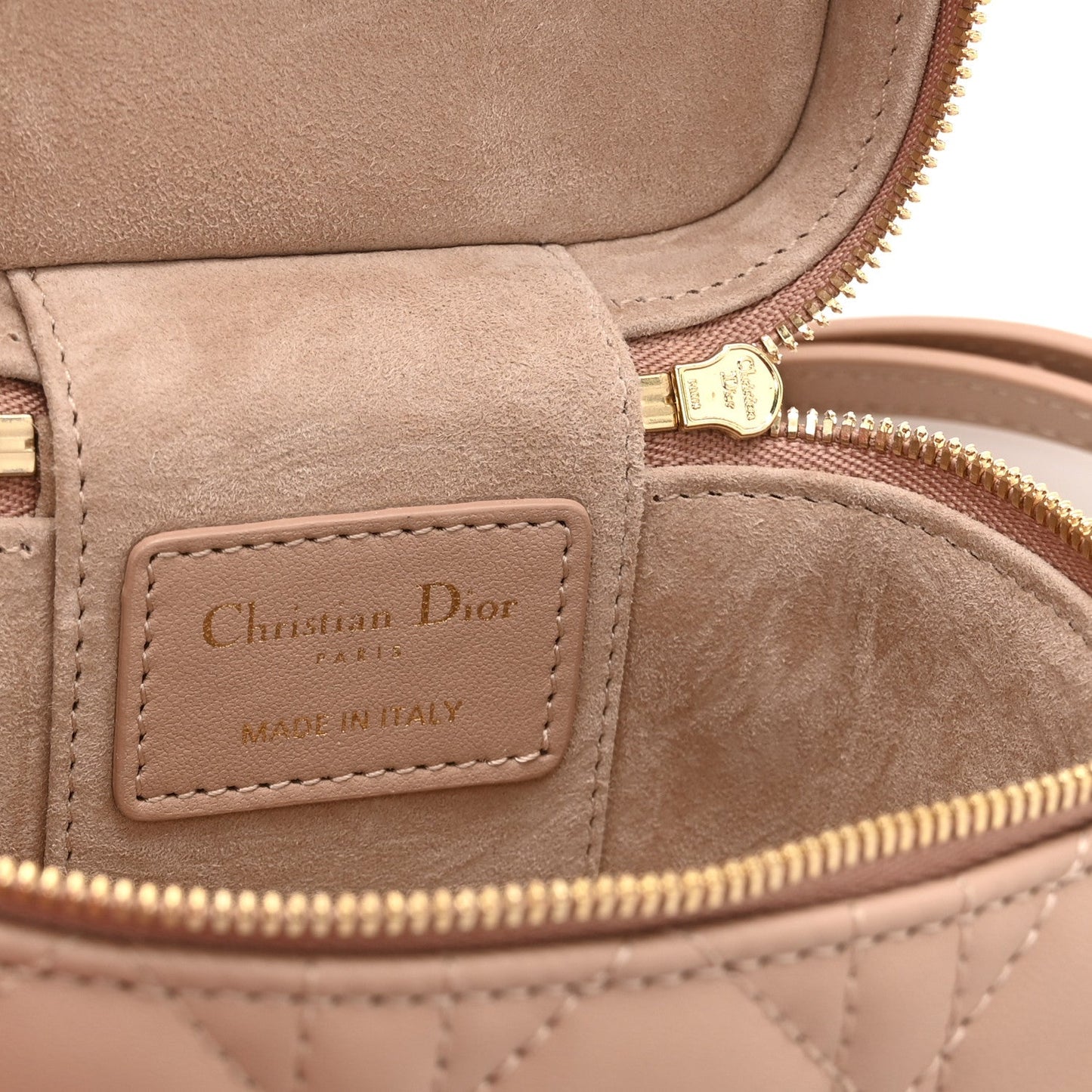 Lambskin Cannage Micro Lady Dior Vanity Case Rose Des Vents
