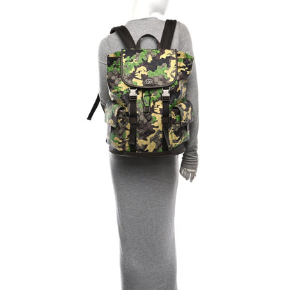 GG Supreme Monogram Camouflage Large Backpack Green Multicolor