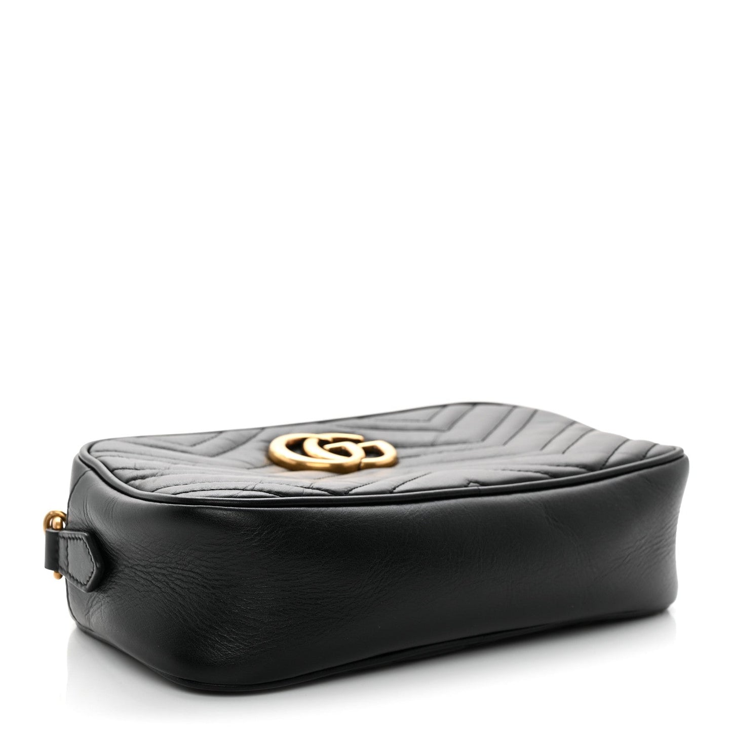 Calfskin Matelasse Small GG Marmont Chain Shoulder Bag Black