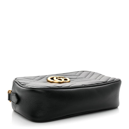 Calfskin Matelasse Small GG Marmont Chain Shoulder Bag Black