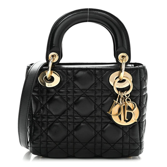 Lambskin Cannage Mini Lady Dior Black