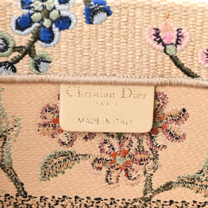 Raffia Embroidered Petites Fleurs Medium Book Tote Natural