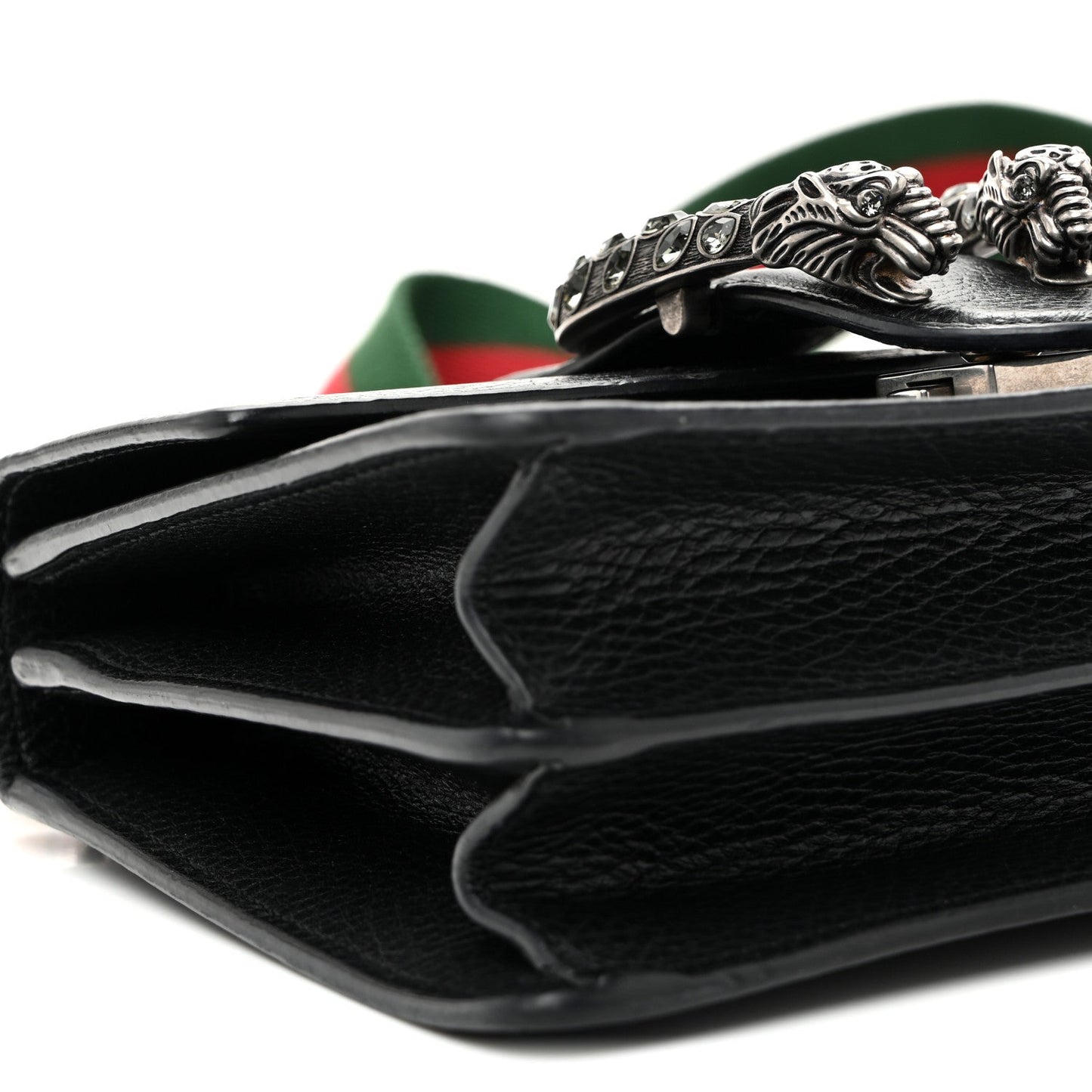 Dollar Calfskin Crystal Web Mini Dionysus Bamboo Top Handle Bag Black Black Diamond