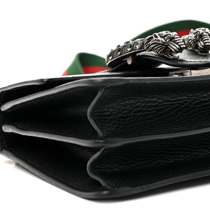 Dollar Calfskin Crystal Web Mini Dionysus Bamboo Top Handle Bag Black Black Diamond