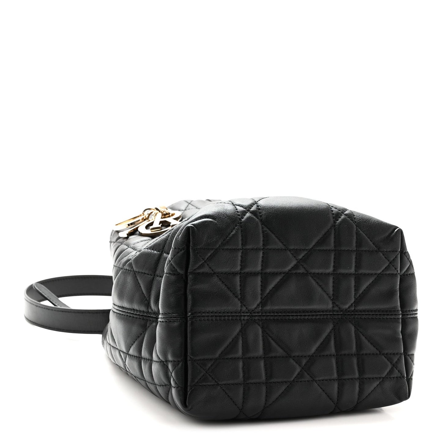 Calfskin Macrocannage Small Toujours Vertical Tote Black