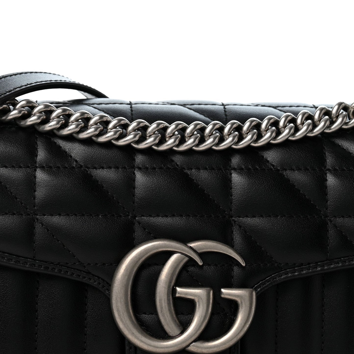 Calfskin Matelasse Aria Small GG Marmont Shoulder Bag Black