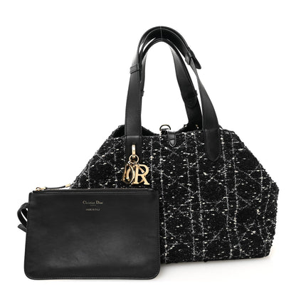 Calfskin Tweed Cannage Medium Toujours Black White