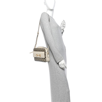GG Supreme Monogram Small Horsebit 1955 Shoulder Bag Beige Mystic White