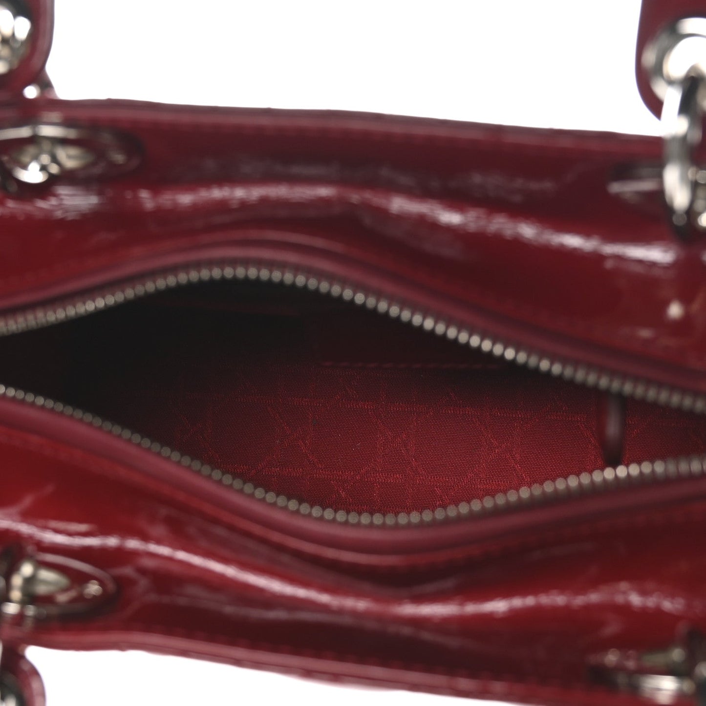 Patent Cannage Medium Lady Dior Red