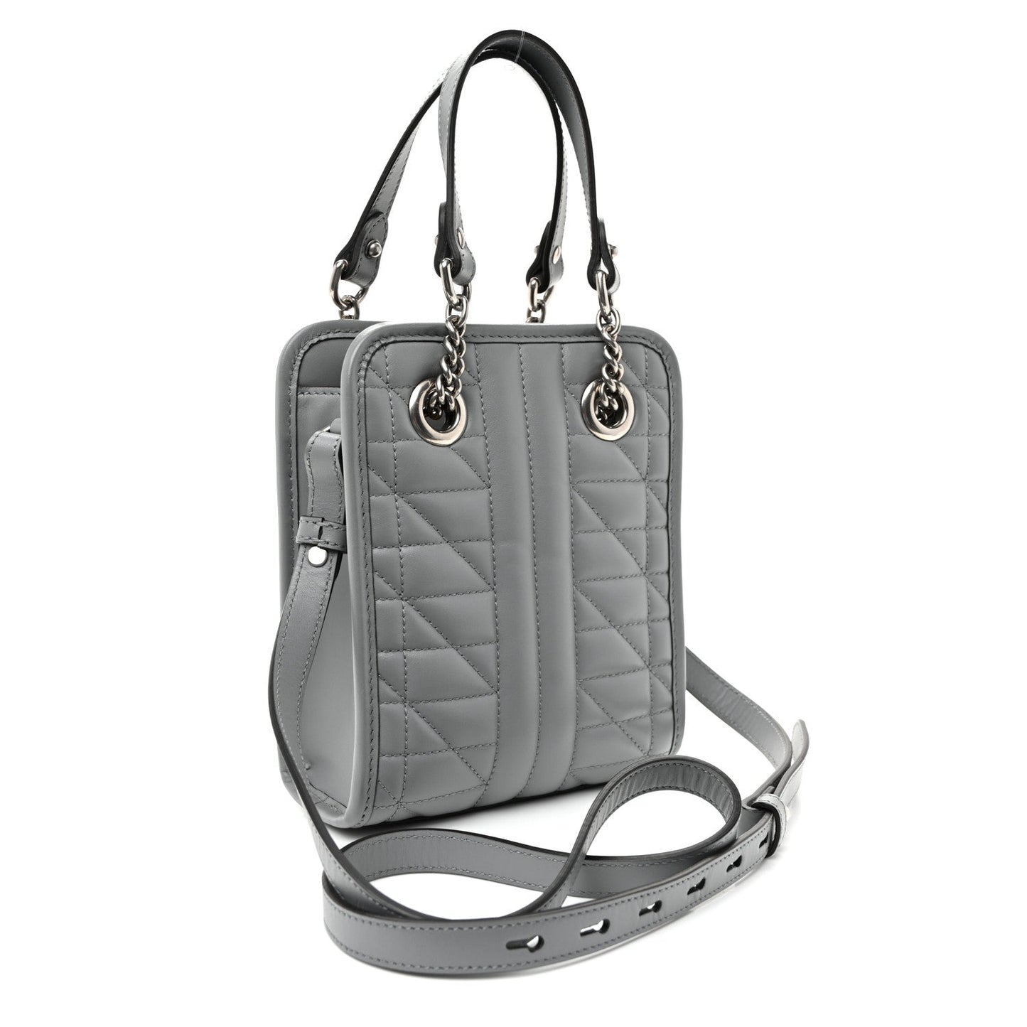 Calfskin Matelasse Chevron Mini GG Marmont Tote Grey
