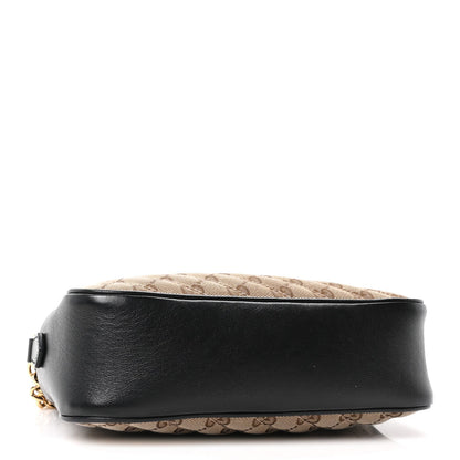 Monogram Matelasse Diagonal Small GG Marmont Chain Shoulder Bag Beige Black